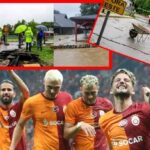 Galatasaray Ljubljana maçı öncesi korkutan görüntü! Şehri sel vurdu...