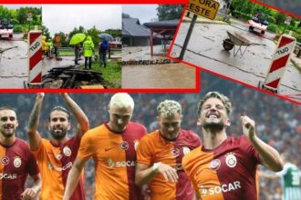 Galatasaray Ljubljana maçı öncesi korkutan görüntü! Şehri sel vurdu...