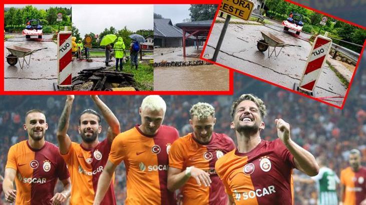 Galatasaray Ljubljana maçı öncesi korkutan görüntü! Şehri sel vurdu...