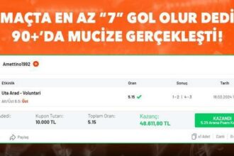 Tek maça skor oynadı, 90+6'da iddaa'dan 48 bin 611 TL kazandı