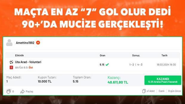 Tek maça skor oynadı, 90+6'da iddaa'dan 48 bin 611 TL kazandı