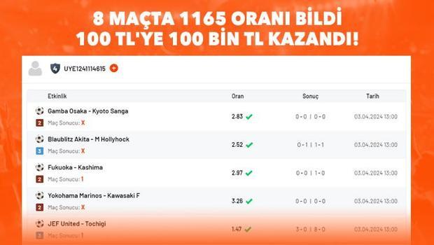 8 maçlık iddaa kuponu yaptı, 100 TL 100 bin TL kazandı