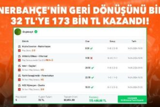 Fenerbahçe maçına 2'den 1 bildi, 32 TL'ye 173 bin TL kazandı