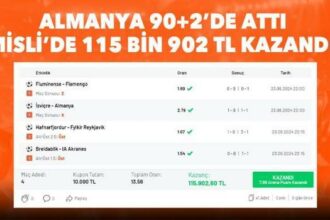 Almanya 90+2'de 1 puan aldı, Misli'de oynadığı iddaa kuponu ile 115 bin 902 TL kazandı