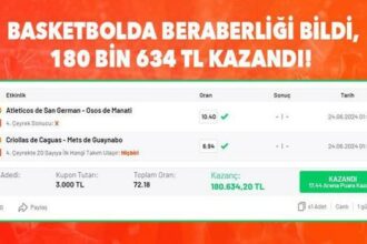 Basketbol maçlarına iddaa oynadı, son çeyrekte beraberliği bildi! 180 bin 634 TL kazandı...