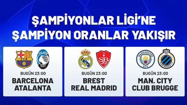 Devler Ligi'nde bugün Barcelona, Real Madrid ve Manchester City sahaya çıkıyor! Şampiyonlar Ligi'ne özel Şampiyon Oranlar Misli'de