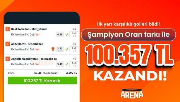 İlk yarı karşılıklı golleri bildi! Şampiyon Oran farkı ile 100.357 TL kazandı…