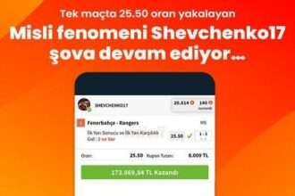 Tek maçta 25.50 oran yakalayan Misli fenomeni Shevchenko17 şova devam ediyor…