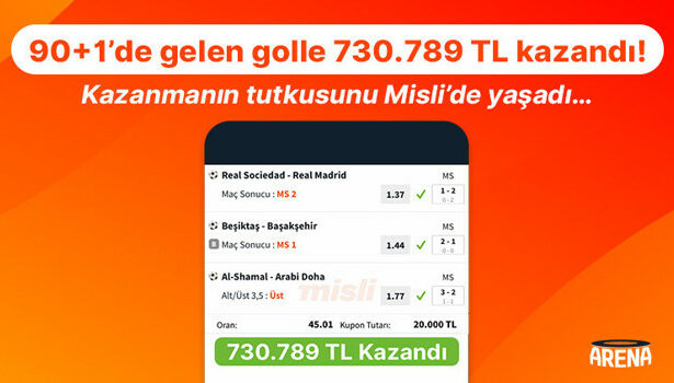 90+1’de gelen golle 730.789 TL kazandı! Kazanmanın tutkusunu Misli’de yaşadı…