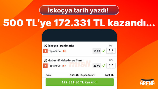 İskoçya tarih yazdı! 500 TL’ye 172.331 TL kazandı...