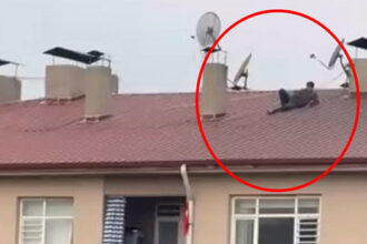 Amatör Lig maçını çatıda uzanarak izledi; o anlar kamerada